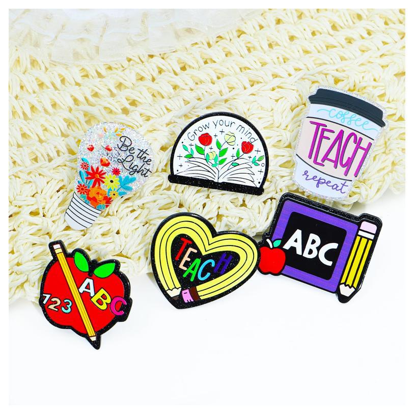 Owllaser School Themed Accessories Charms for Bogg Bag 6Pcs