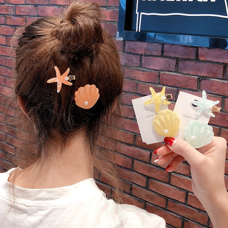 Owllaser Starfish Shell Shape Hair Clip (2Pcs)