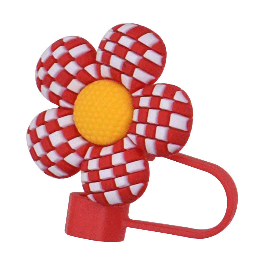 Owllaser Plaid Flower Straw Stopper, PVC Straw Accessory for 10mm Straw