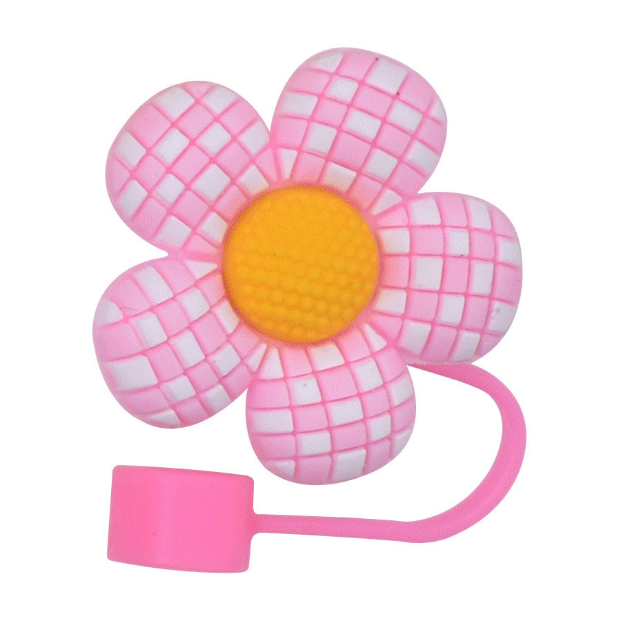 Owllaser Plaid Flower Straw Stopper, PVC Straw Accessory for 10mm Straw