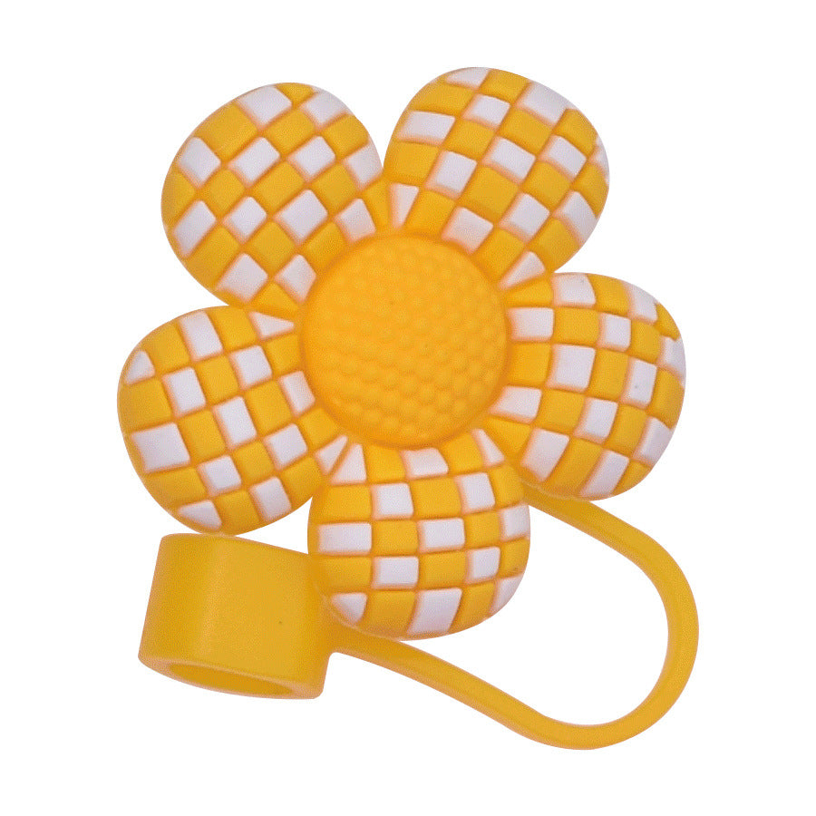 Owllaser Plaid Flower Straw Stopper, PVC Straw Accessory for 10mm Straw