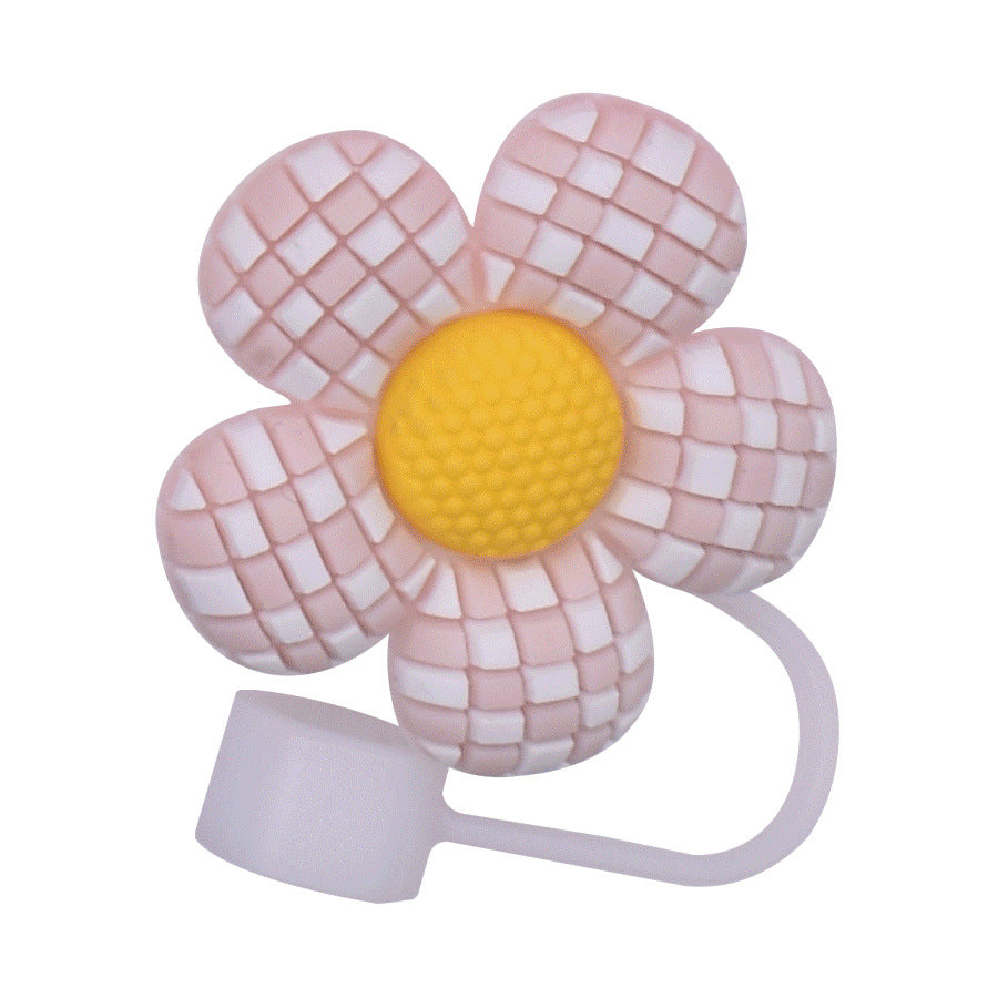 Owllaser Plaid Flower Straw Stopper, PVC Straw Accessory for 10mm Straw