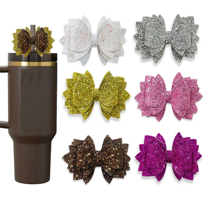 Owllaser Glitter Bow Straw Topper for 8-10mm Straw