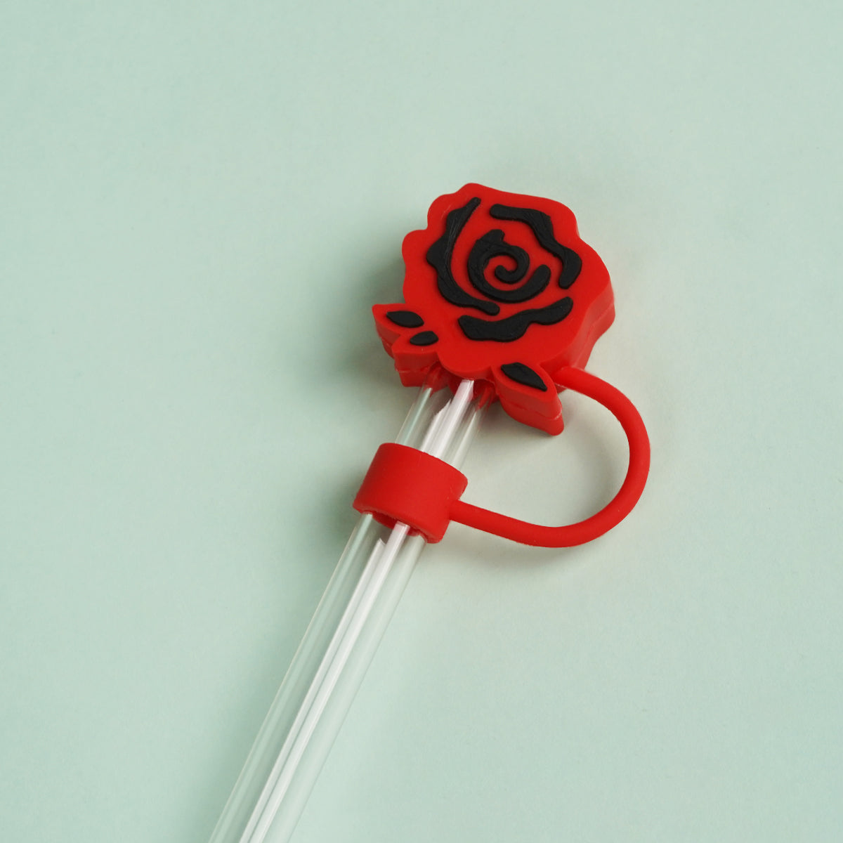 Owllaser 3D Hot Red Rose Straw Topper Accessory for 10mm Straw