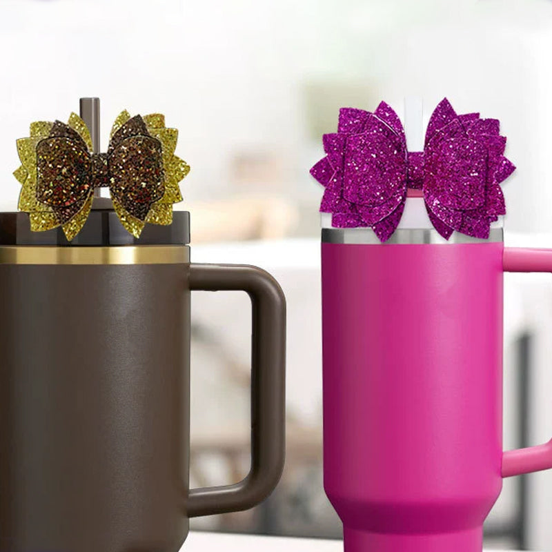 Owllaser Glitter Bow Straw Topper for 8-10mm Straw
