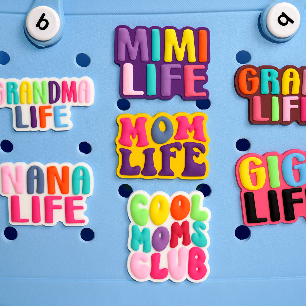 Owllaser Colorful "MIMI LIFE" Charm for HandBags, Accessories for Bogg Bags