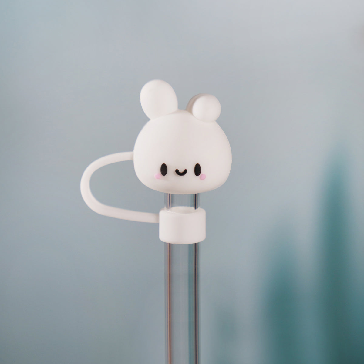 Owllaser Cute Rabbit Head Straw Topper, Straw Accessory for 10mm Straw