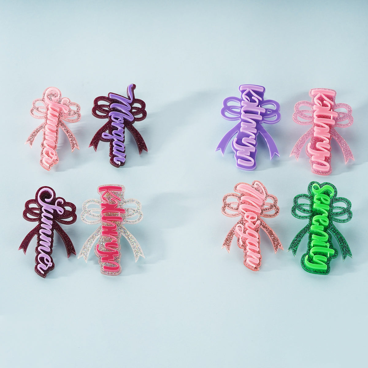 Owllaser Double Bow-knot Acrylic Hair Clip Personalized Name Hair Accessory