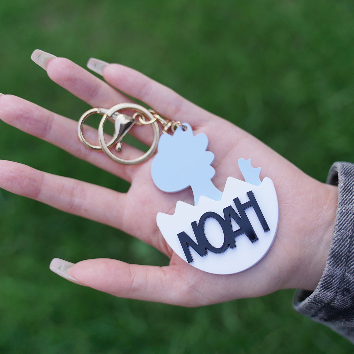 Owllaser Dinosaur Style Keychain with Name Backpack Buckle