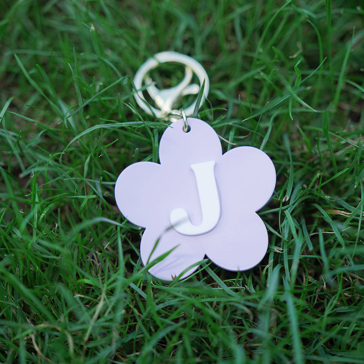 Owllaser Flower Style-Keychain, Backpack Buckle with Initial