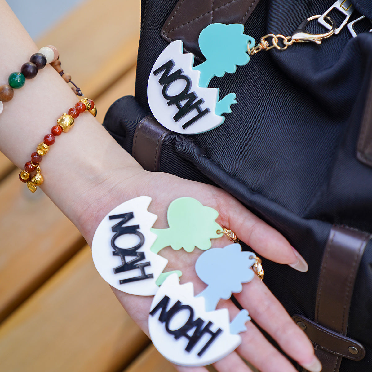 Owllaser Dinosaur Style Keychain with Name Backpack Buckle