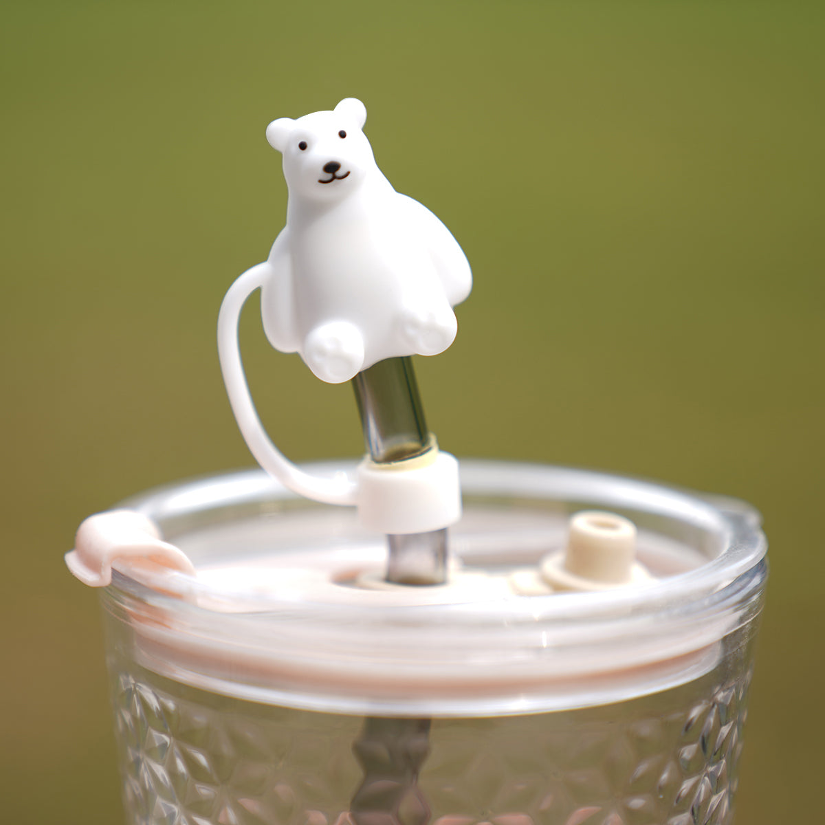 Owllaser Lovely Polar Bear Straw Topper Accessory for 10mm Straw