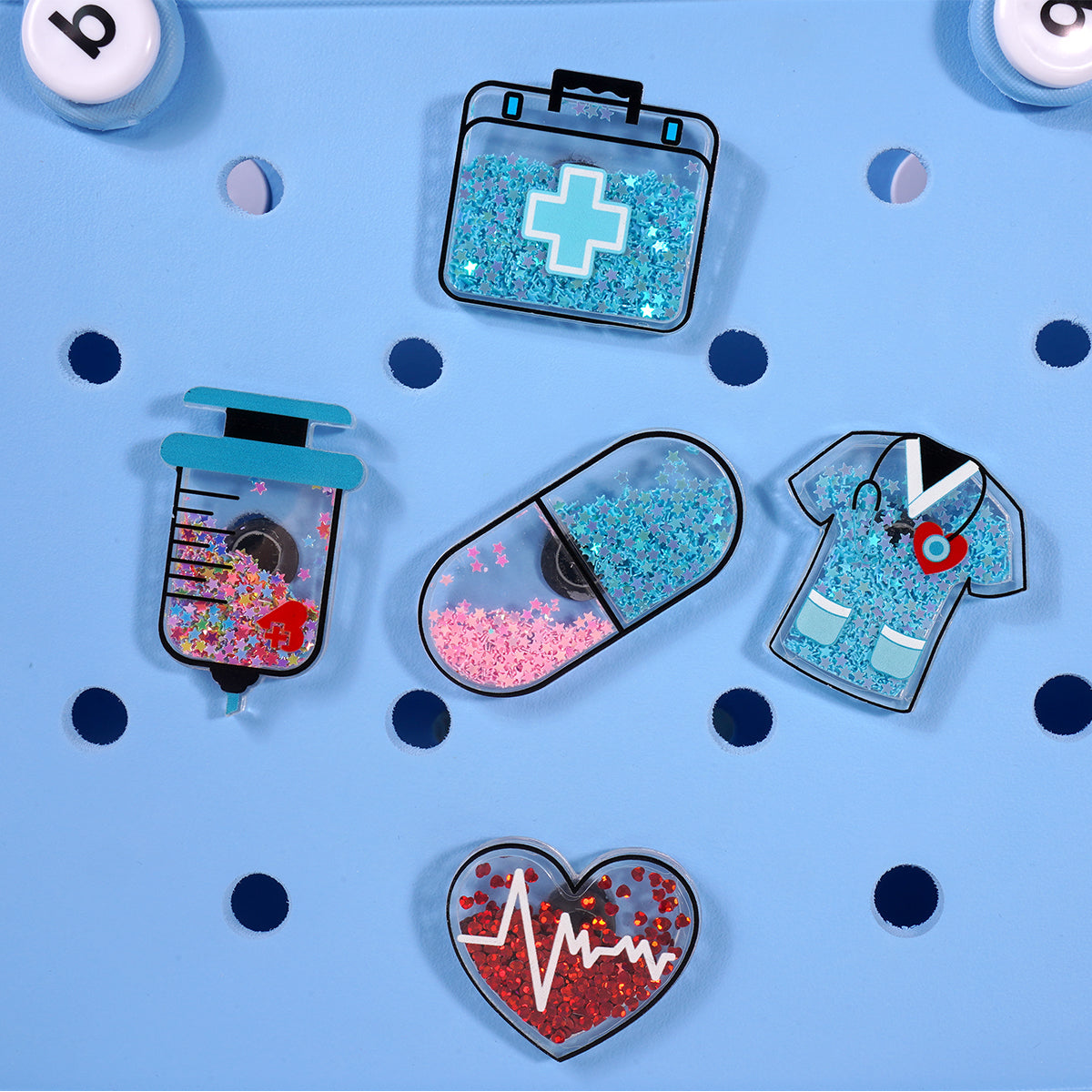 Owllaser Quicksand Heart-shaped Charm for Handbags, Accessories for Bogg Bags