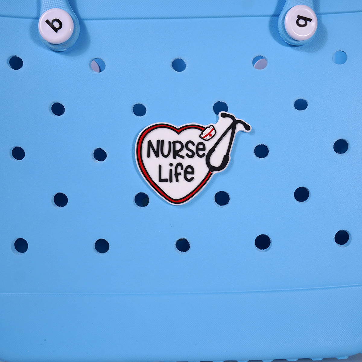 Owllaser Heart Style Charm for Bogg Handbag with Name "NURSE life"