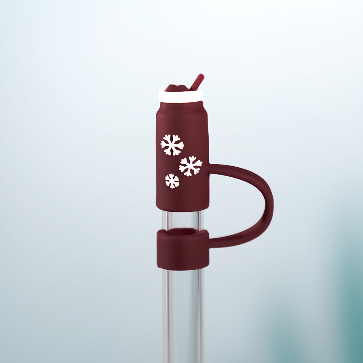 Owllaser 3D Three Snowflakes Cup Straw Topper, 10mm Straw Accessory