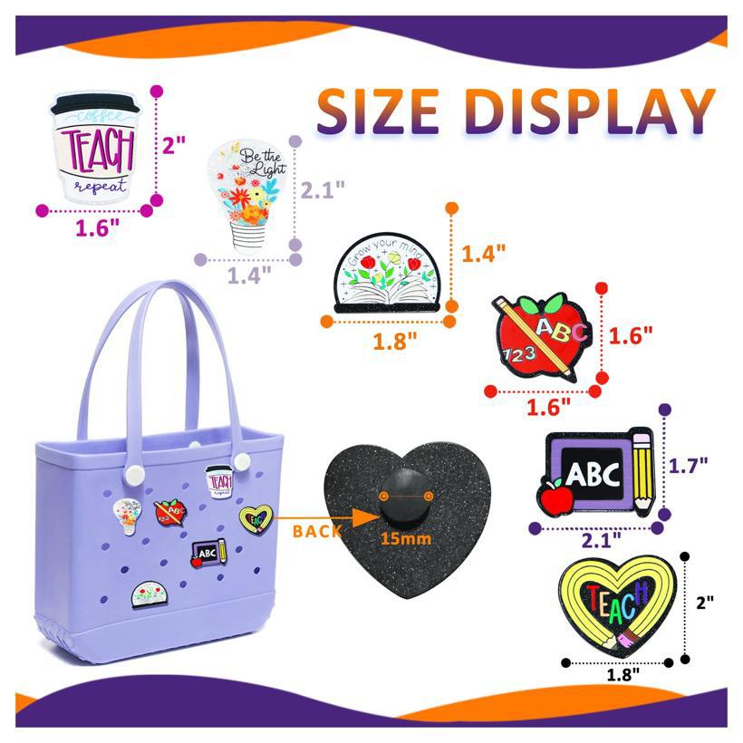 Owllaser School Themed Accessories Charms for Bogg Bag 6Pcs