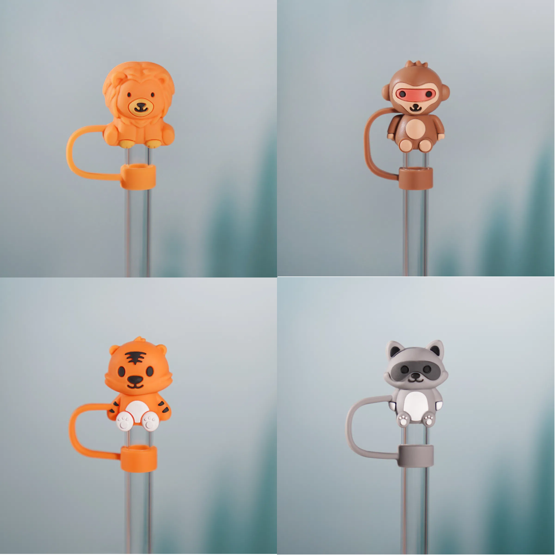 Owllaser Animal Series Straw Topper for 10mm Straw (4Pcs)