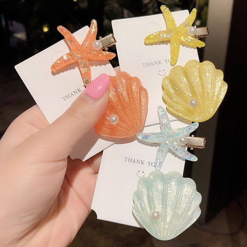 Owllaser Starfish Shell Shape Hair Clip (2Pcs)