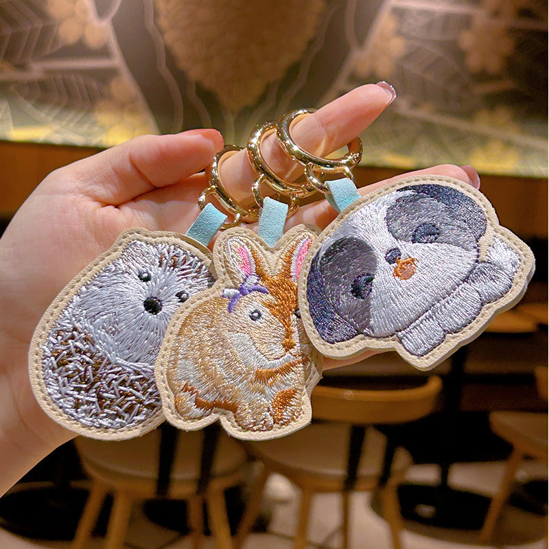 Owllaser Cute Animal Embroidery Keychain, Bag Charm