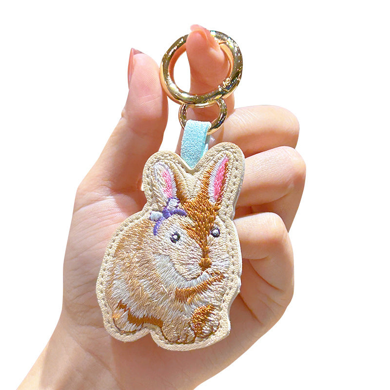 Owllaser Cute Animal Embroidery Keychain, Bag Charm