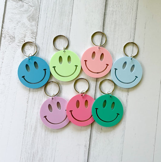 Owllaser Happy Face Acrylic Keychain, Customized colors, Bag Accessories