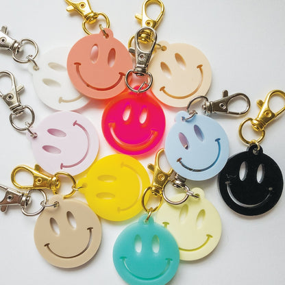 Owllaser Happy Face Acrylic Keychain, Customized colors, Bag Accessories