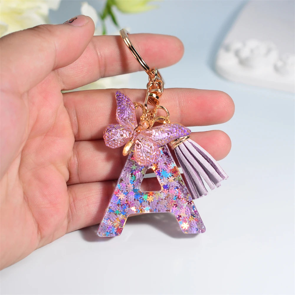 Owllaser A-Z Dreamy Sequin Letters Keychain, Bags Charms