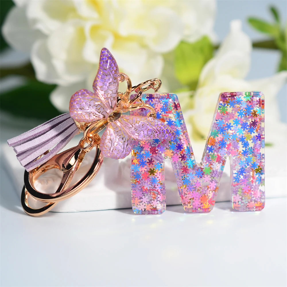 Owllaser A-Z Dreamy Sequin Letters Keychain, Bags Charms