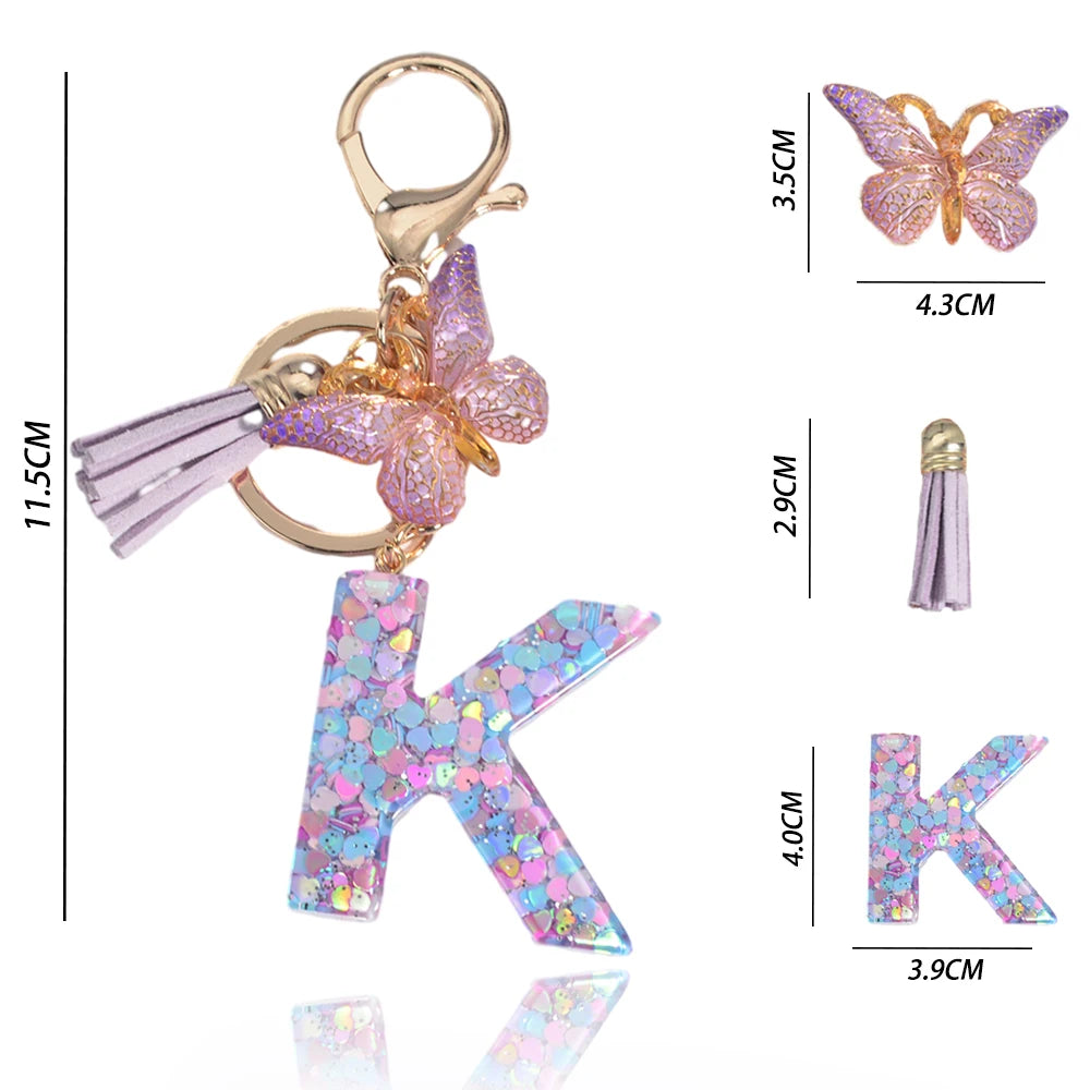 Owllaser A-Z Dreamy Sequin Letters Keychain, Bags Charms