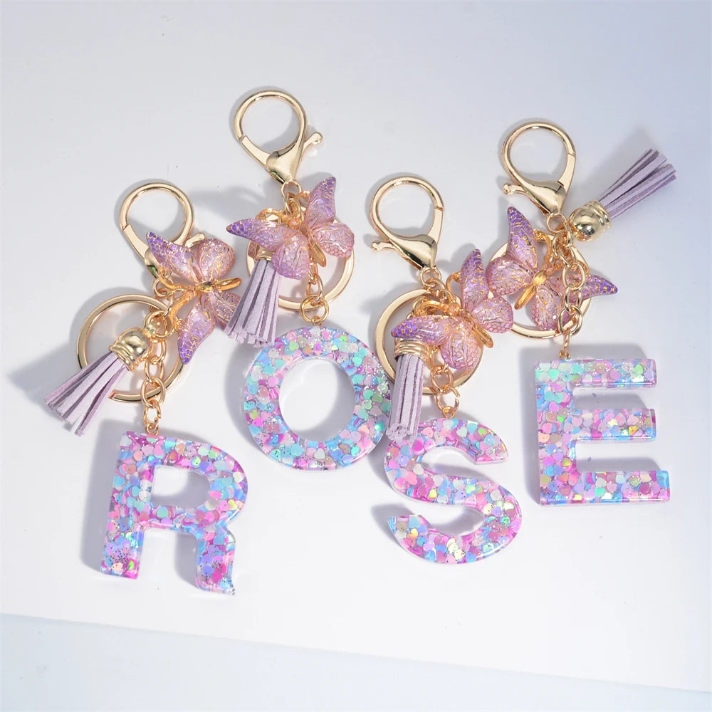 Owllaser A-Z Dreamy Sequin Letters Keychain, Bags Charms