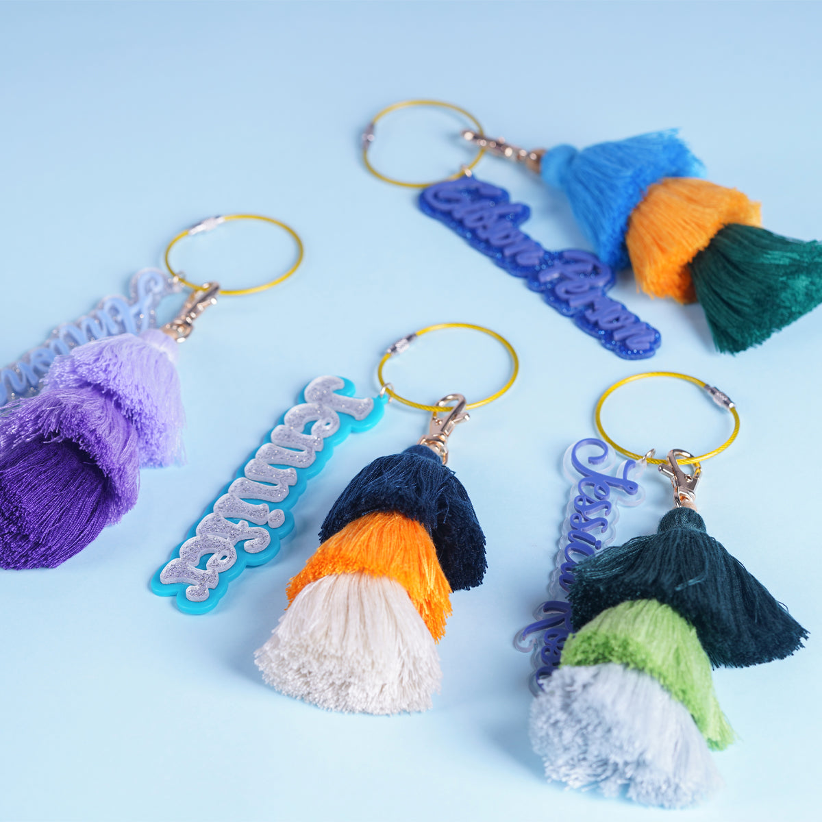 Owllaser 3D Personalized Name Charm for Handbag and Keychain with Colorful Tassel