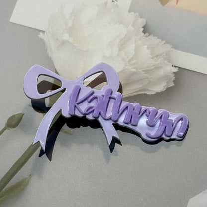 Owllaser Bow-knot Custom Name Acrylic Hair Clip Personalized Hair Accessory