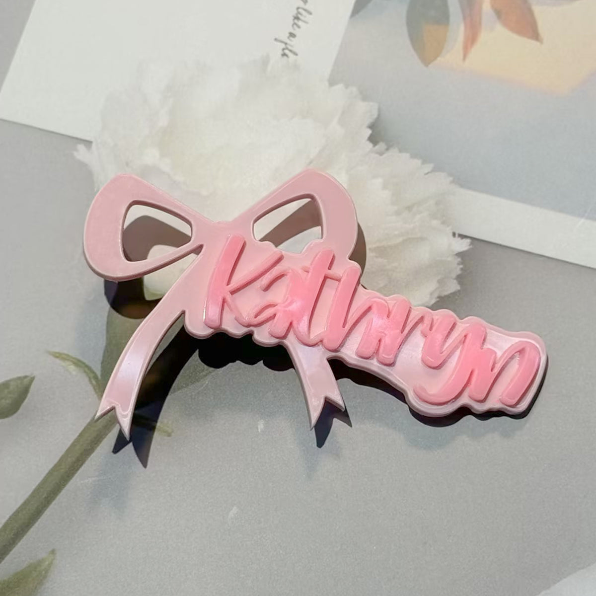 Owllaser Bow-knot Custom Name Acrylic Hair Clip Personalized Hair Accessory