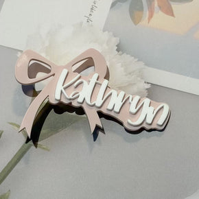 Owllaser Bow-knot Custom Name Acrylic Hair Clip Personalized Hair Accessory