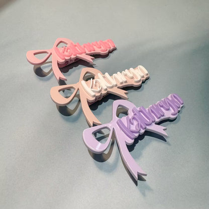 Owllaser Bow-knot Custom Name Acrylic Hair Clip Personalized Hair Accessory