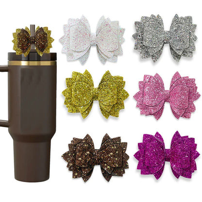Owllaser Glitter Bow Straw Topper for 8-10mm Straw