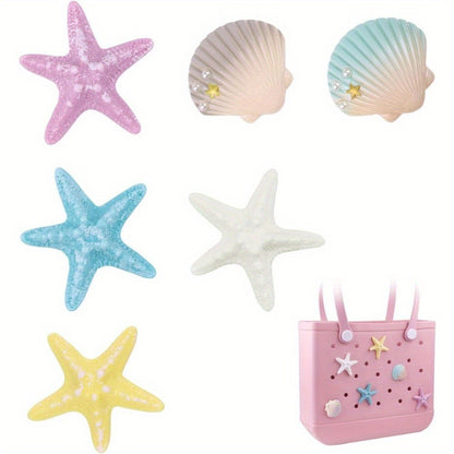 Owllaser Starfish and Shell Handbags Accessory Set, Bit Charms for Bogg Bags