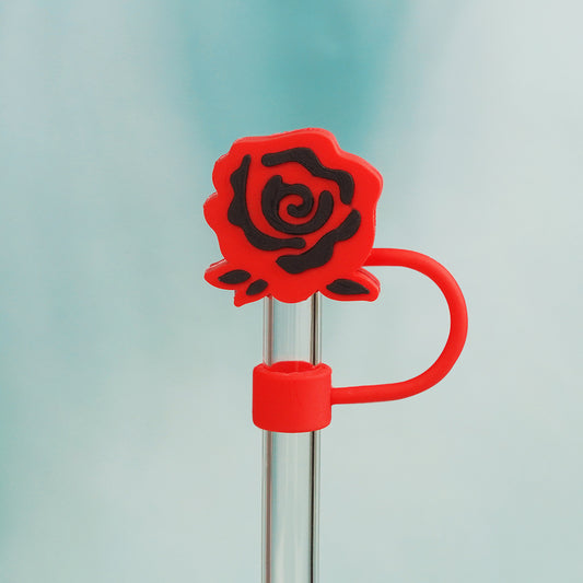 Owllaser 3D Hot Red Rose Straw Topper Accessory for 10mm Straw