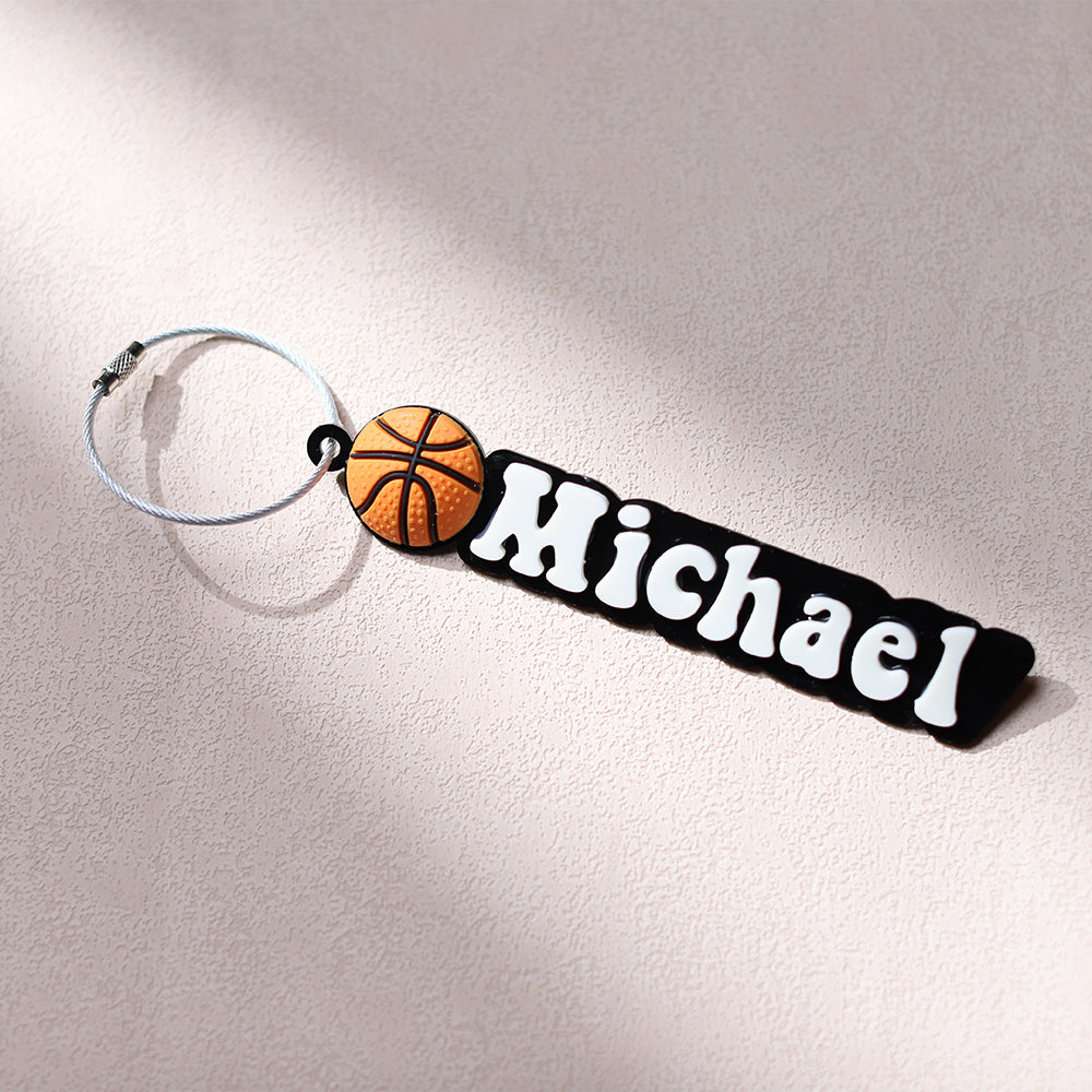 OwlLaser Ball Games Style-Keychain, Backpack Buckle with Customizable Name