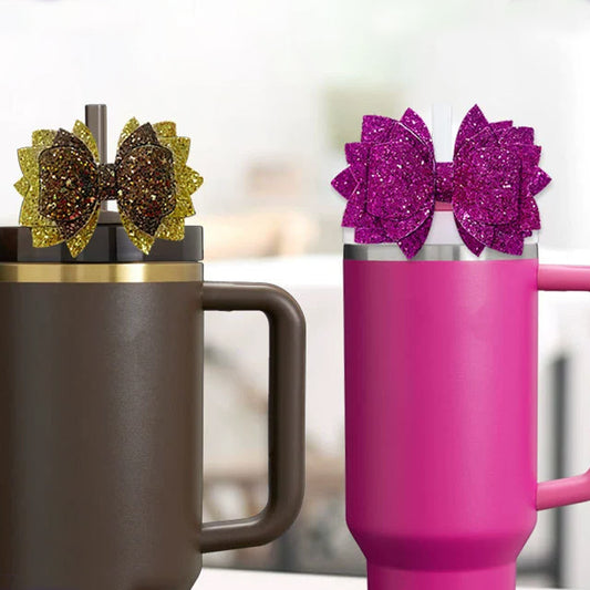 Owllaser Glitter Bow Straw Topper for 8-10mm Straw