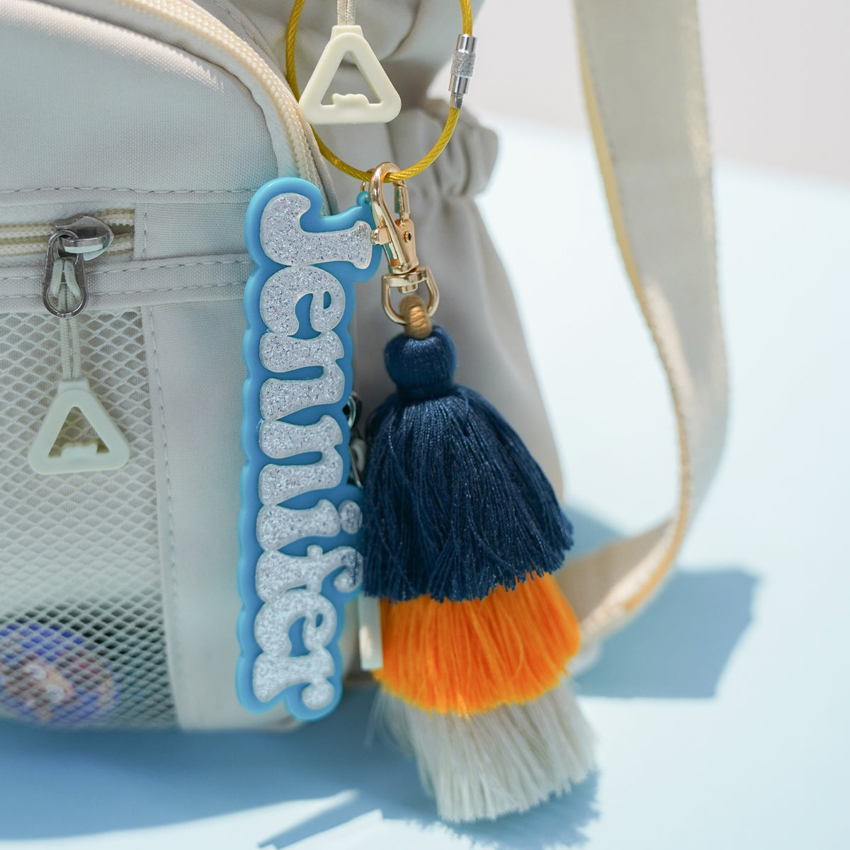 Owllaser 3D Personalized Name Charm for Handbag and Keychain with Colorful Tassel