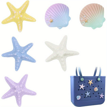 Owllaser Starfish and Shell Handbags Accessory Set, Bit Charms for Bogg Bags