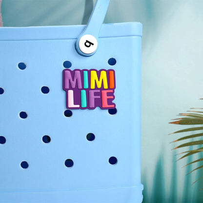 Owllaser Colorful "MIMI LIFE" Charm for HandBags, Accessories for Bogg Bags