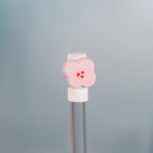 Owllaser Pink Flower Straw Topper, PVC Straw Accessory for 10mm Straw