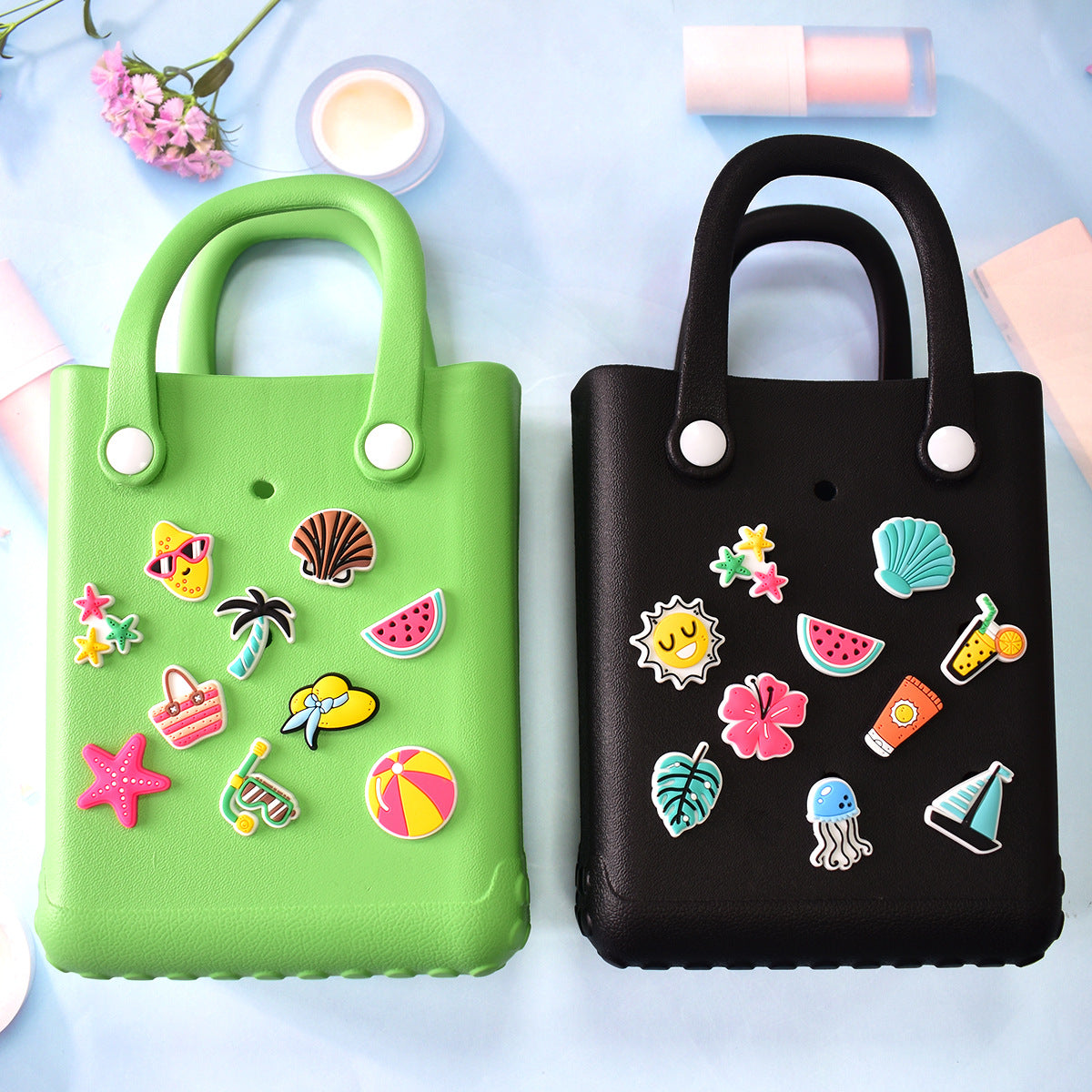 Owllaser Bundle(18Pcs) Summer Leisure Series Charms for Bogg Bag, Handbag Tote Bag Accessories