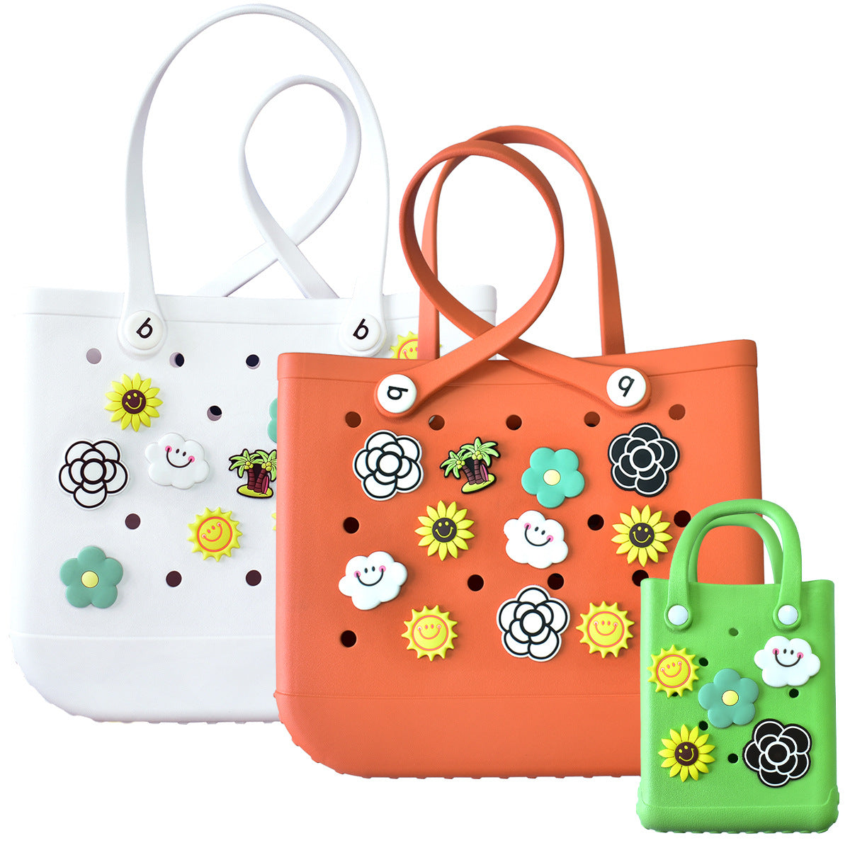 Owllaser Bundle(9Pcs) Summer Leisure Series Charms for Bogg Bag, Handbag Tote Bag Accessories