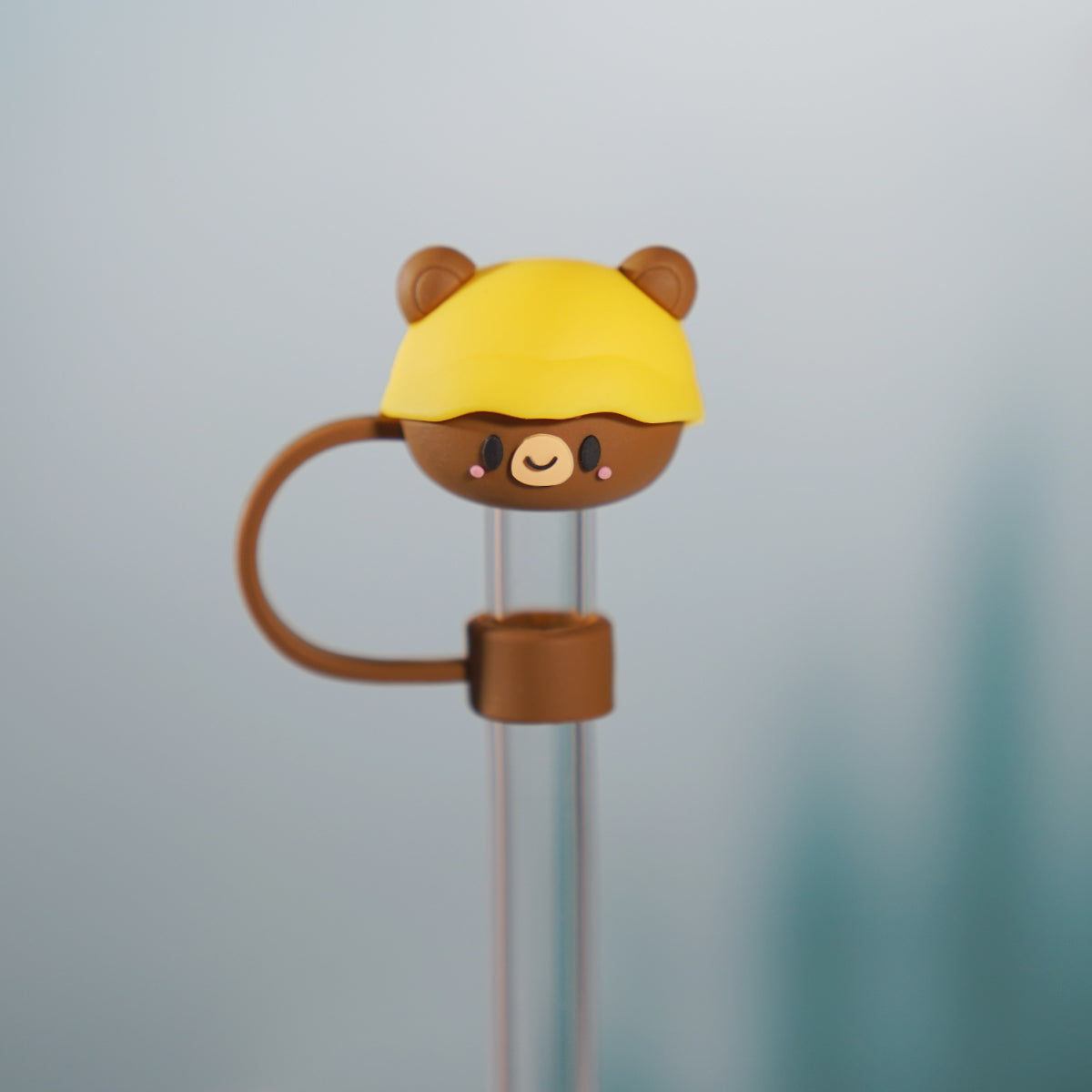 Owllaser Cute Hat Bear Straw Topper, PVC Straw Accessory for 10mm Straw