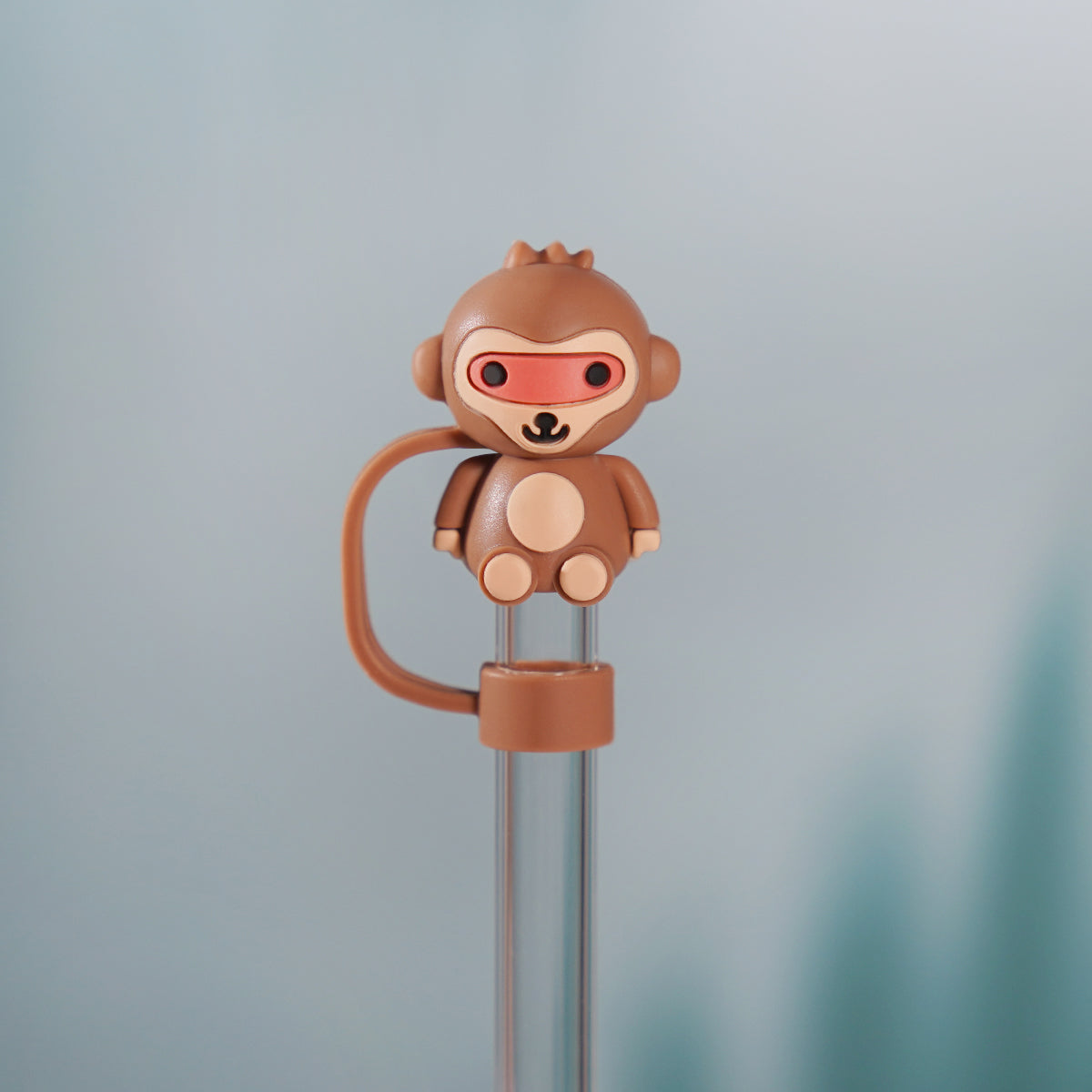 Owllaser Cute Monkey Straw Topper, PVC Straw Accessory for 10mm Straw