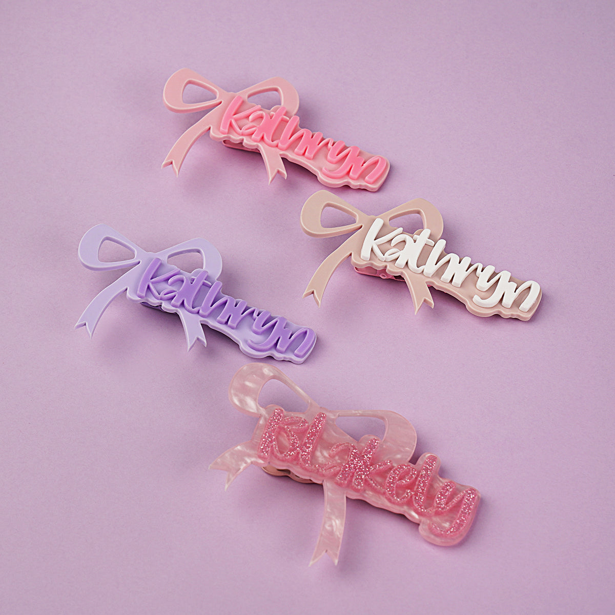 Owllaser Bow-knot Custom Name Acrylic Hair Clip Personalized Hair Accessory