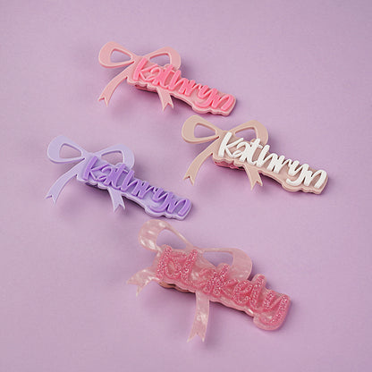 Owllaser Bow-knot Custom Name Acrylic Hair Clip Personalized Hair Accessory